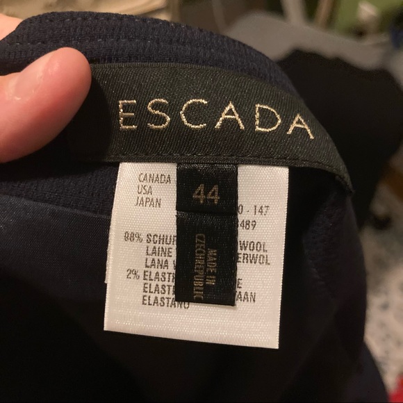 Escada Navy Blue Pencil Midi Skirt 44 10 - Picture 3 of 4